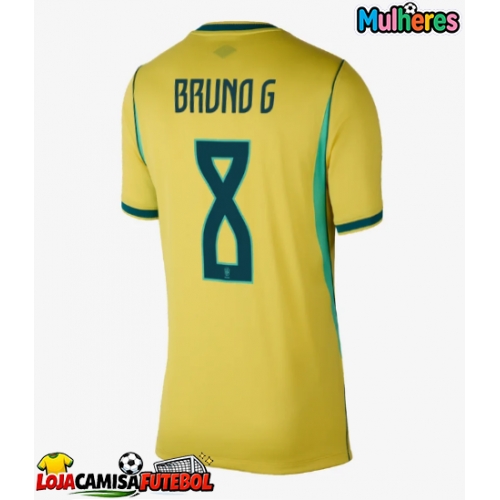 Camisa de Futebol Brasil Bruno Guimaraes #8 Equipamento Principal Mulheres Mundo 2026 Manga Curta